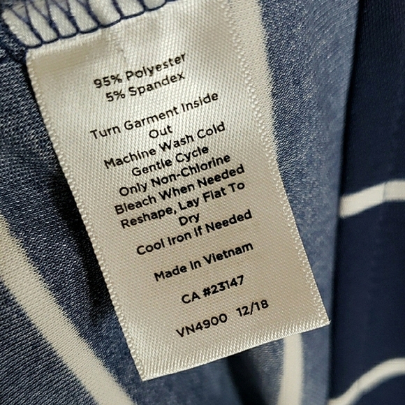 Talbots Navy Blue White Striped Sleeveless Maxi Dress V-neck Button Down Sz XLp - Picture 13 of 14